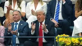 Donald Trump arrives at US Open men&rsquo;s final to cheers and boos