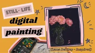 Still life digital painting on Procreate - painting flowers in a Chemex (inspired by LDR's poems)