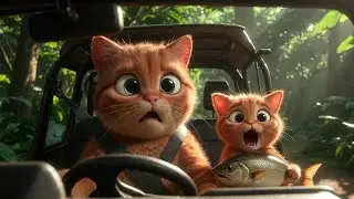 Mama Cat & Kittens Go Fishing! 🐱🎣