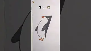 Как нарисовать пингвина с помощью цифры 7 🐧 #6 #шорты #искусство #рисунок #пингвин