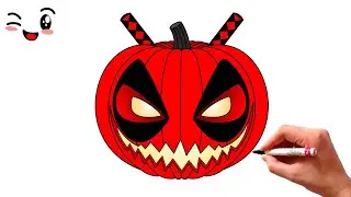 Deadpool Halloween Pumpkin Drawing | Step by Step Tutorial