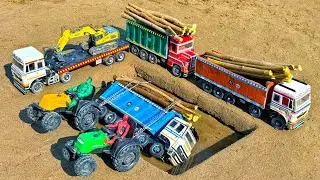 Wood Loaded Tata Truck Accident Pulling Out Spiderman Tractor Hulk Tractor | Tractor Jcb Cartoon