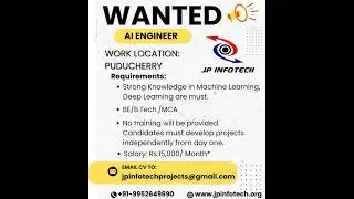 🚀 JP INFOTECH Hiring AI Engineers | Pondicherry Jobs 2025 | Python, ML, Deep Learning