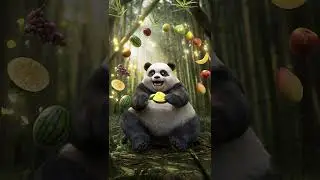 Cutest Panda Snack Break Ever! #chubbypanda #lazypanda #floatingfruits #cutepanda