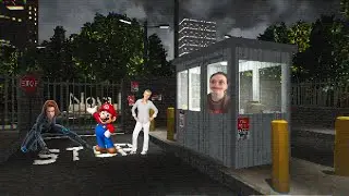 MARIO, ELLEN, & NATASHA DRIVE INTO AN OFFICE BUILDING... || Security Booth