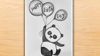 Happy Birthday Drawing Easy | How to Draw Happy Birthday | Pencil Drawing | Panda Drawing Easy