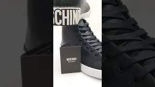 Moschino Maxilogo High-top Sneaker in black leather - emporiumev