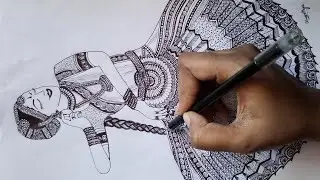 How to draw MANDALA ART inspired by Indian traditional dance Bharatanatyam step by step/DIY drawing