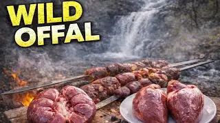 Cooking Lamb Organs in Freezing Cold | Wild Waterfall BBQ