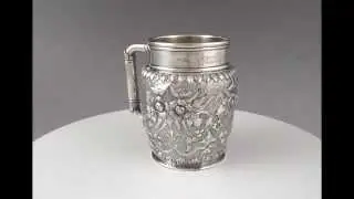 c1870s Rare American Sterling Silver Hand Chased Child's Cup 51297 Cup