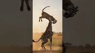 Did the Giraffe Escape the Tiger Attack? #wildlife #tiger