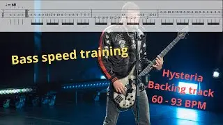 Hysteria - Muse - BASS TABS - speed training - [BPM=60-93]