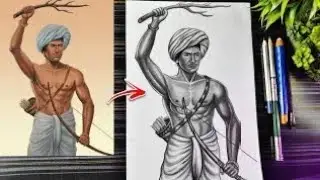 Birsa Munda Drawing Sketch, How To Draw Birsa Munda, Tribal Day Drawing, Step-by-Step Tutorial