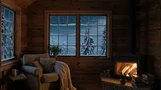 Cozy Winter Cabin ❄️ Crackling Fireplace & Heavy Snowfall Outside | 4 Hours Sleep & Relaxation