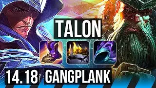 TALON vs GANGPLANK (MID) | 5k comeback, Legendary, 6 solo kills, 17/4/8 | EUW Grandmaster | 14.18