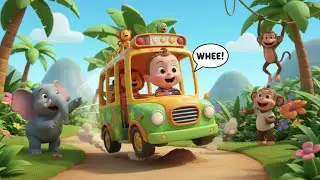 Bus Wheels in the Jungle Ride | Fun Jungle Bus Song for Toddlers to Watch, Sing and Learn