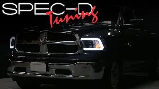 SPECDTUNING INSTALLATION VIDEO: 2009-2019 DODGE RAM LIGHT BAR PROJECTOR HEADLIGHTS