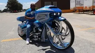 Custom Bike on 34 Inch Wheel! Kandy Blue Paint, Custom Seat