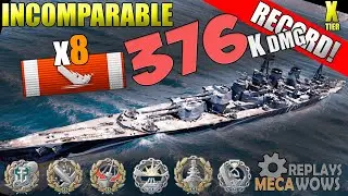 Incomparable 8 Kills & 376k Damage | World of Warships Gameplay 4k
