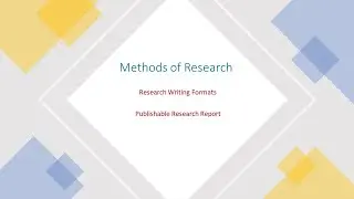 Research Writing Formats : Publishable Research Report