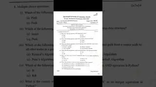 JUT Ranchi Data Structure with Python Program Question Paper 2024 | B.Tech 3rd Sem EE/EEE PYQ