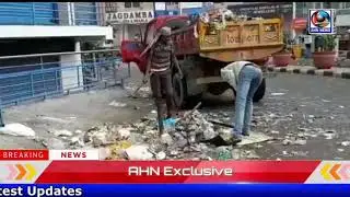 Immersions continue to take place at Tank Bund, sanitation workers from  GHMC are busy cleaning up