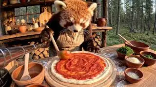 Red Panda Makes Forest Pizza From Scratch