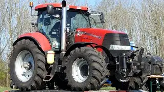 Case IH Puma 165, 210 & 240 on duty in front of the sled doing Tractor Pulling Event