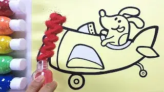 The dog in a plane coloring & drawing ㅣ 비행기를 타고 있는 강아지 그리기 색칠하기