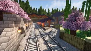 Железнодорожная станция и здание поезда &laquo;Сакура&raquo; &mdash; Minecraft с модами от Cyber, эпизод 3