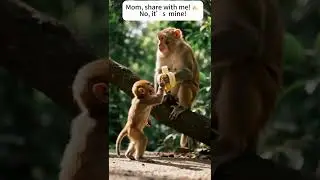 p1 Mother Monkey Won&rsquo;t Share Banana 🐒🍌#MonkeyDrama #BabyMonkey #BananaFight #FunnyAnimals