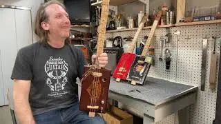 3 Sting Cigar Box Guitar Open Tuning in Different Key Explained by Mike Snowden