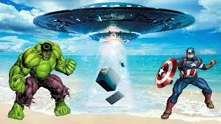 UFO Attack Surprise Egg Ironman Spiderman Batman Hulk Captain America Thanos Wolverine Marvel