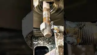 repair of worn bolt threads using a lathe.#shorts #satisfying #engineering #working #welding
