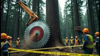 Extreme Tree Cutting Machines Powerful Chainsaws and Stump Removal Excavators in Action!