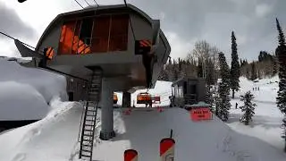 Orange Bubble Express at The Canyons Park City Utah X2 Speed going up bubble down