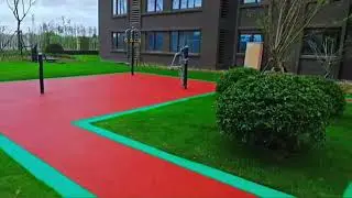 Wet poured ETPU EPDM granules sports flooring playground surfaces field court. 