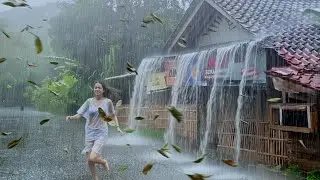 Walking Heavy Rain in Most Quiet Beautiful Village | Rainy Day Paradise