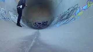 Mega Looping fail with traxxas bigfoot no.1, topless, completely wrecked, skatepark munich fullpipe