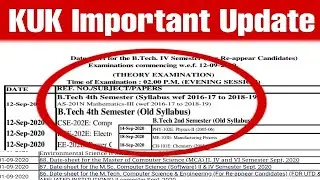 Kurukshetra University Important Update,Re-Appear,PassOut Re,Students Exams Date Sheet ! DDE Sheet !