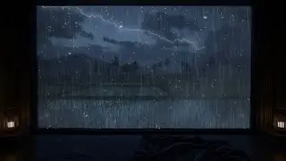 Rainfall and Thunder at Night | Dark Cozy Window View for Relaxation