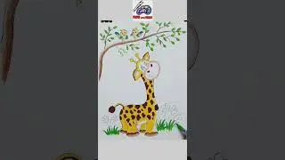 easy giraffe drawing with colour #draw_with_ankan #shorts #viral #ytshorts #drawing