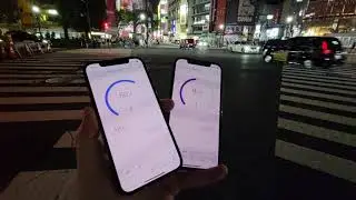 auと楽天モバイルのiPhone通信速度比較＠渋谷スクランブル交差点01