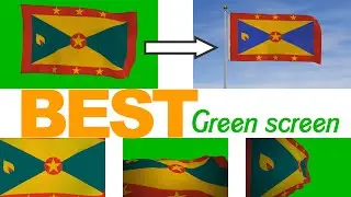 Full HD Grenada flag waving over green screen. (5 Different views).