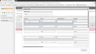 Create Table in MySql Database using phpmyadmin
