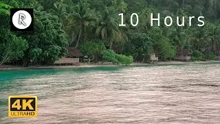 Rain on Roof of Bamboo Huts & Thunderstorm Sounds for Sleep, Insomnia, Relaxing & SPA - 4K, 10 Hours
