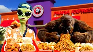 Eating Panda Express for the FIRST TIME with Bigfoot and Brian the Alien