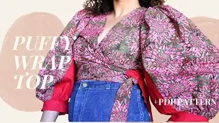 Puffy Sleeve Wrap Blouse (Anne Puff Wrap) | LYDIA NAOMI