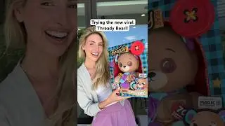 Trying the new viral thready bear!! Her reaction at the end&hellip;🥹