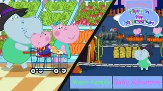 Hippo Peppa Daily Adventure. Shopping, Luna Park And Making Football Pizza For End of The Day!
